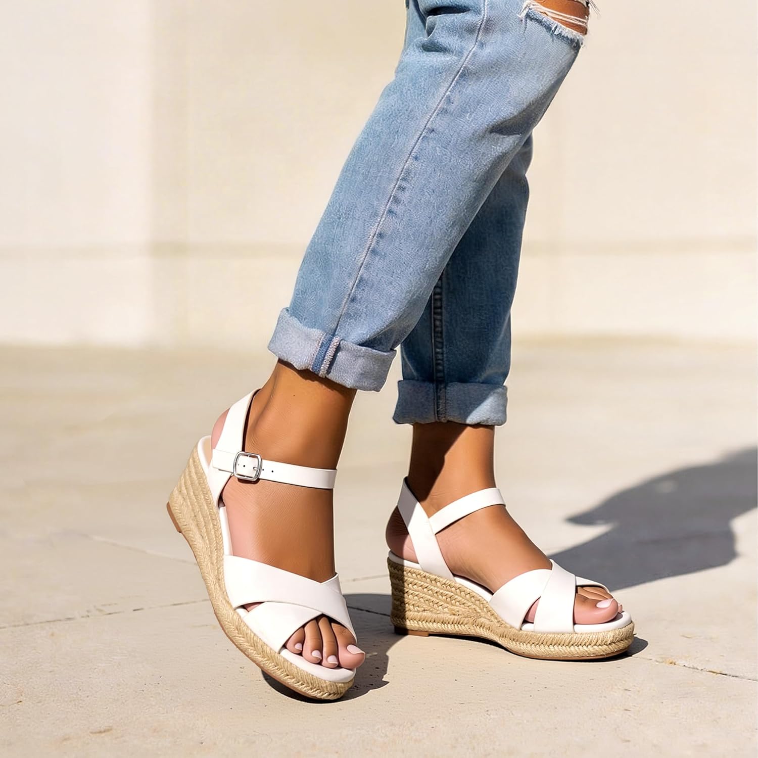 Thumbnail 2 de DREAM PAIRS Espadrille Dressy Wedge Sandals for Women — Raffia-Style Platform Wedges with Adjustable Buckle