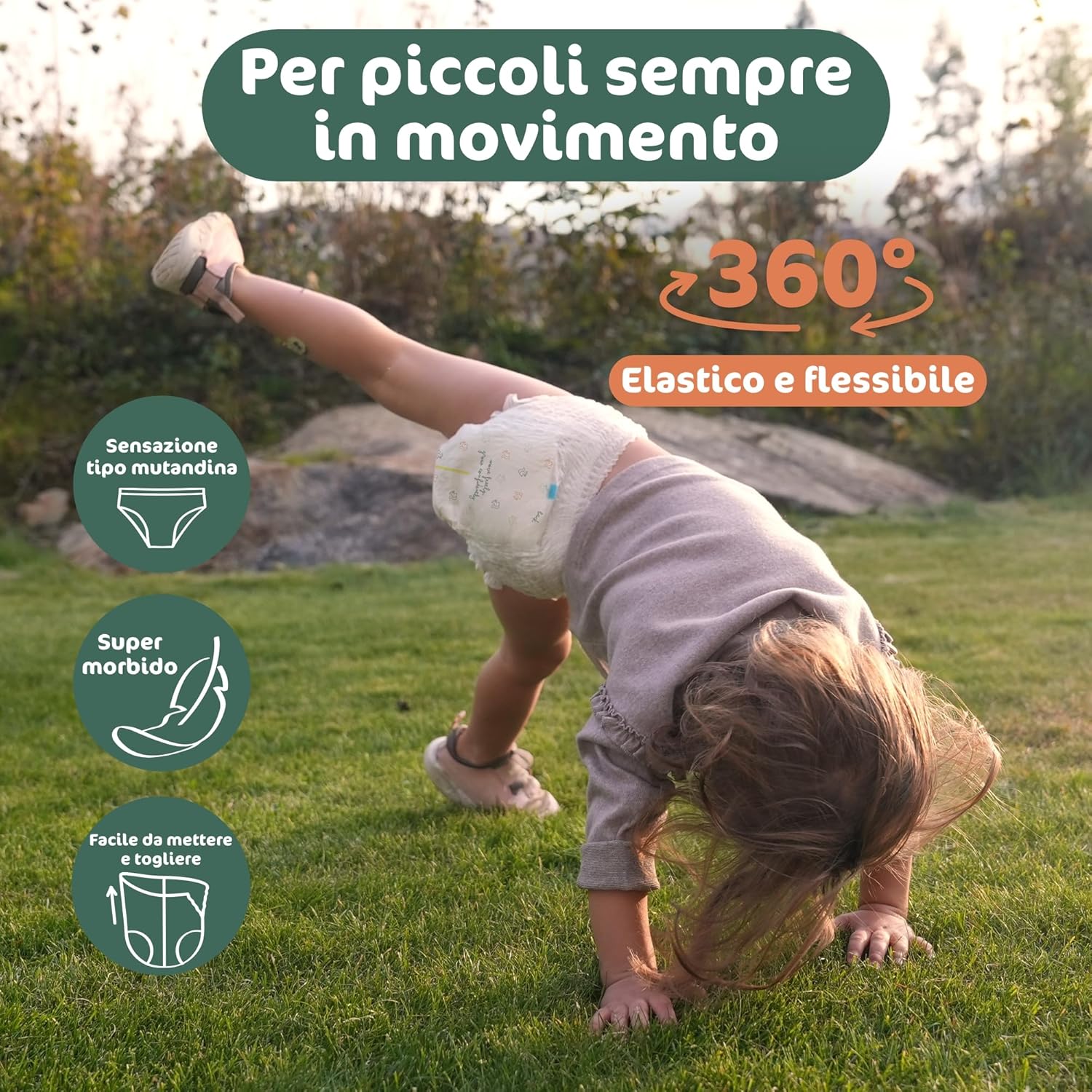 Detalle de Naty FreeMovers Mutandina Pannolino a Mutandina Taglia 5 (12–18 kg) – 80 pezzi, senza profumo e certificato per pelli sensibili