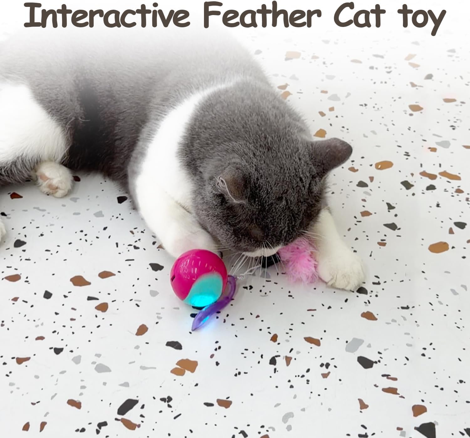 Detalle de Migipaws Interactive Cat Ball Toy Set (Rose) – Touch-activated automatic rolling tracker ball