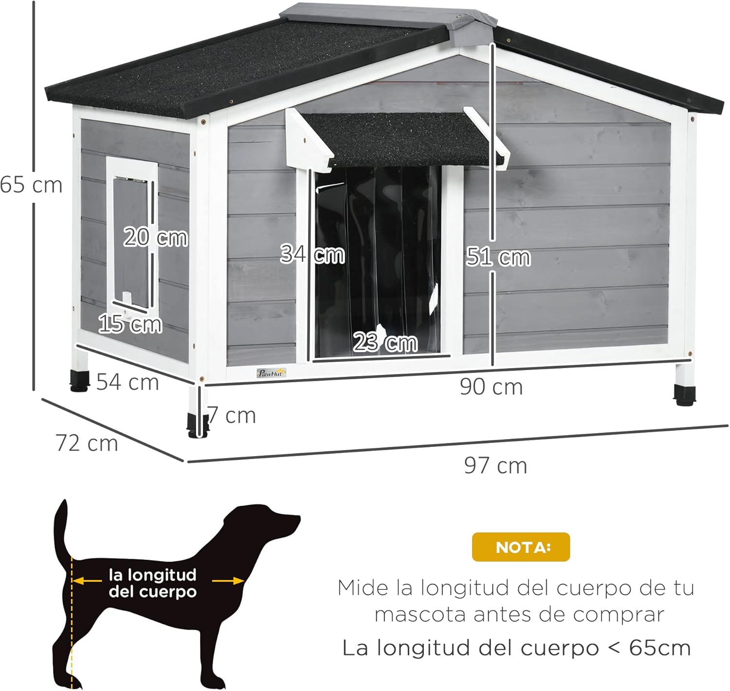Thumbnail 6 de PawHut Caseta para Perros Exterior 97x72x65 cm