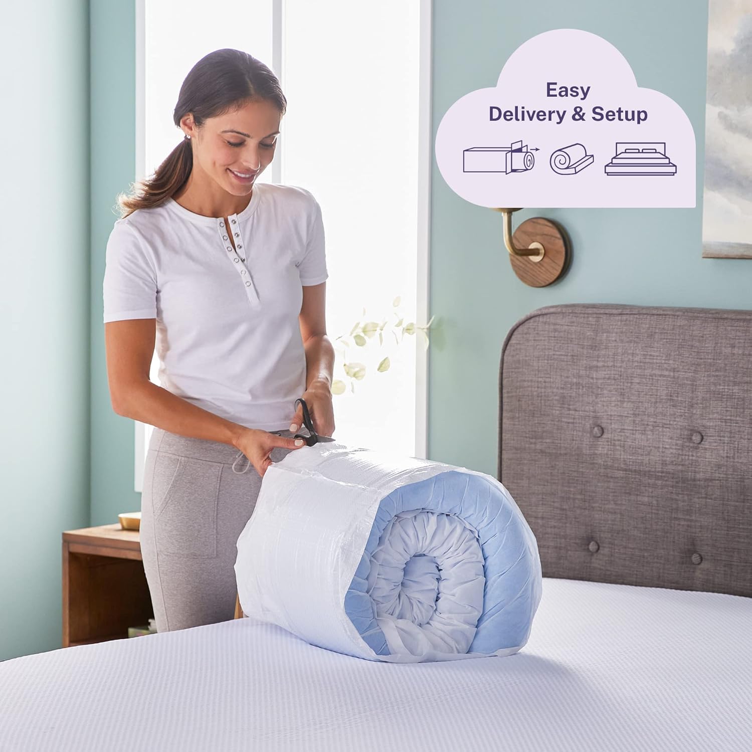 Thumbnail 6 de Sleep Innovations Dual Layer 4 Inch Memory Foam Mattress Topper (Queen) with 3 Inch Cooling Gel Foam + Removable Pillow Top Cover