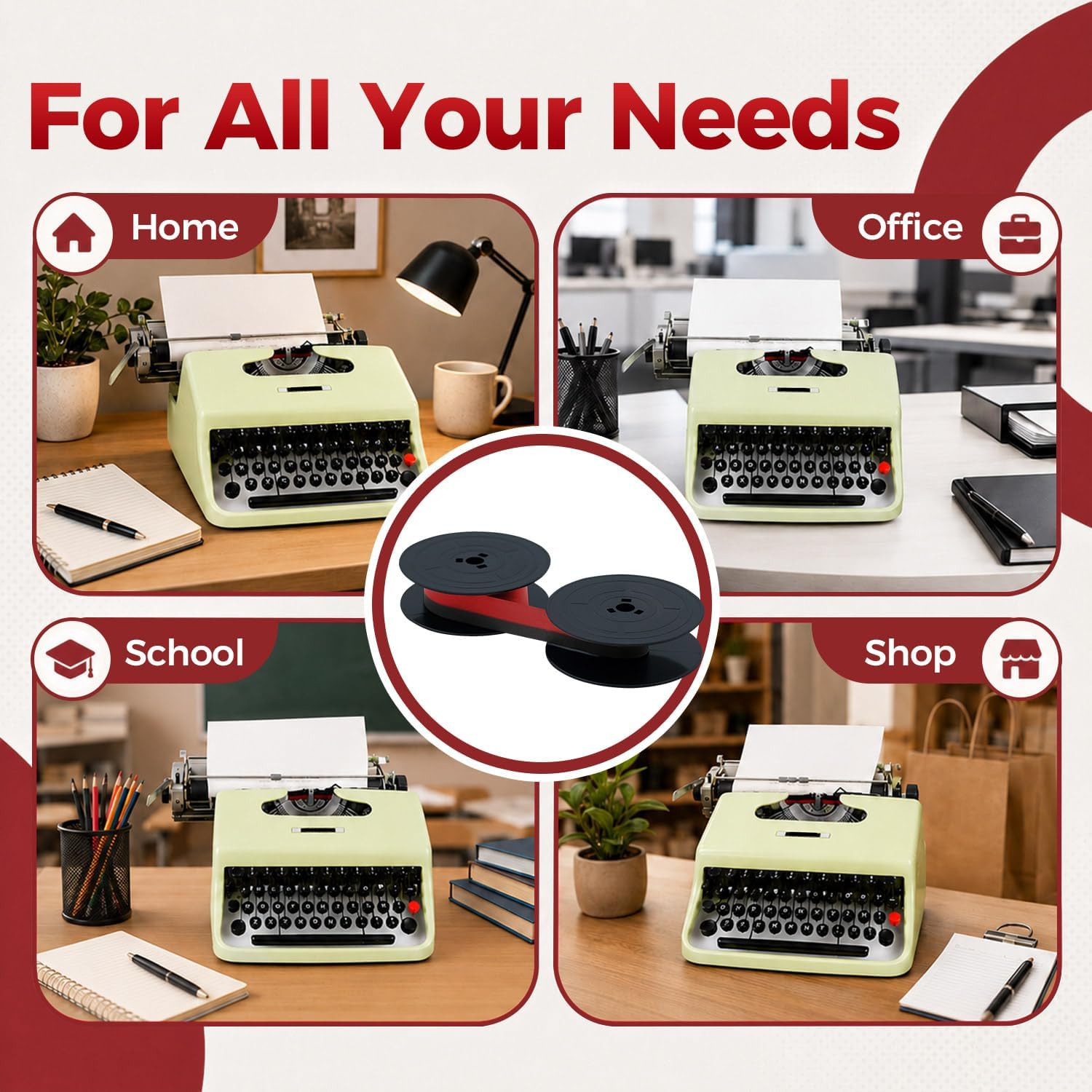 Thumbnail 6 de Printerfield 6 Pcs Replacement Typewriter Ink Spool Ribbon for Olivetti GR 4/GR 8 – Black & Red