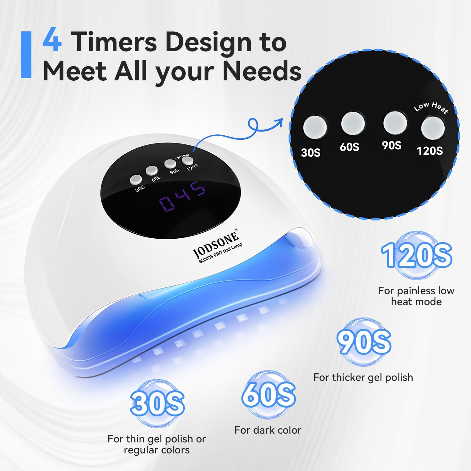 Thumbnail 1 de JODSONE Lampada UV per unghie portatile con sensore automatico e 4 timer (bianco)