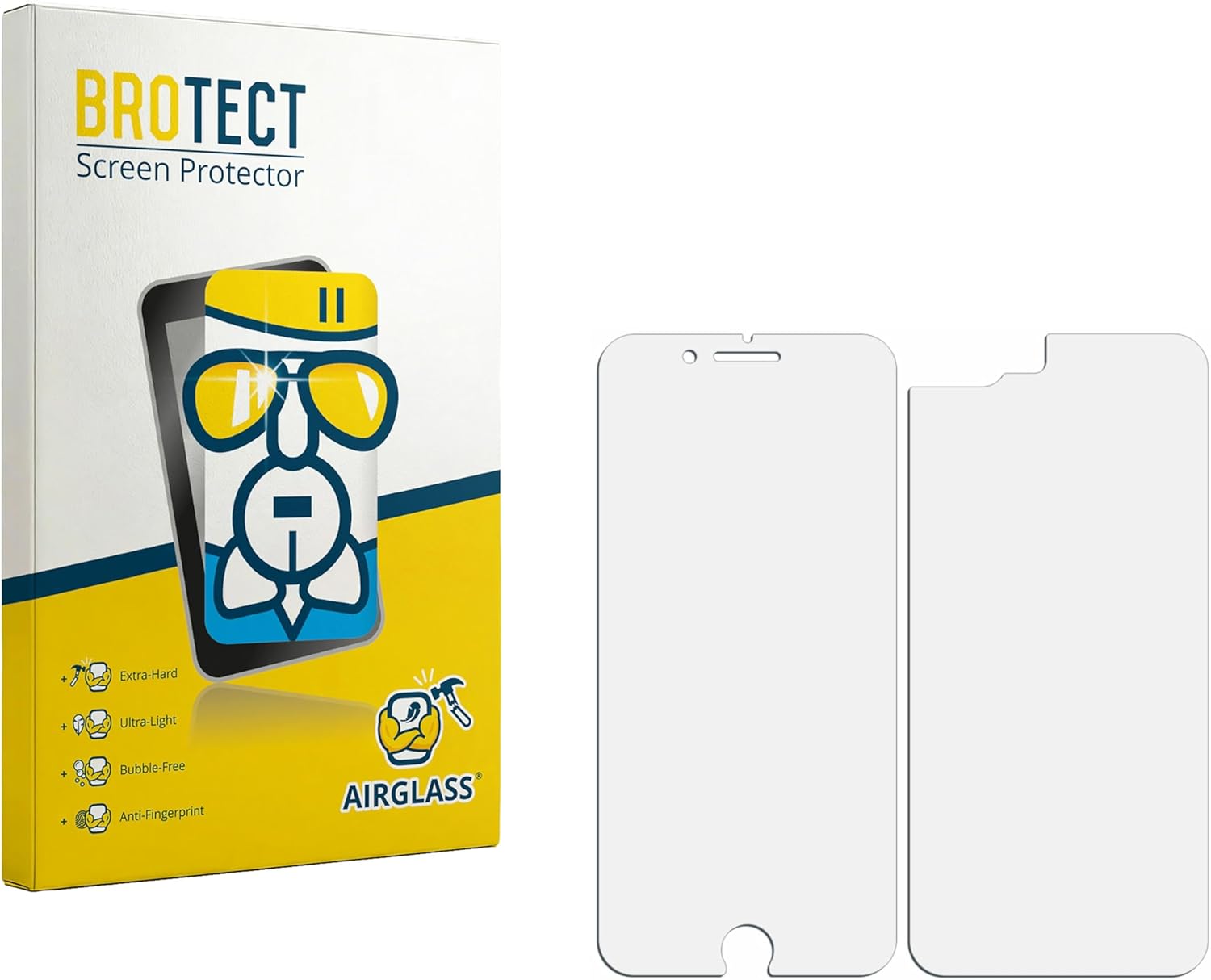 Detalle de brotect Pellicola Protettiva in Vetro per iPhone 8 Plus (Fronte+Retro) AirGlass 9H – Trasparente