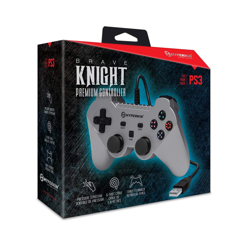 Detalle 2 de Hyperkin Brave Knight M07304-SL Wired PS3 Controller, Silver, 6 ft Cable
