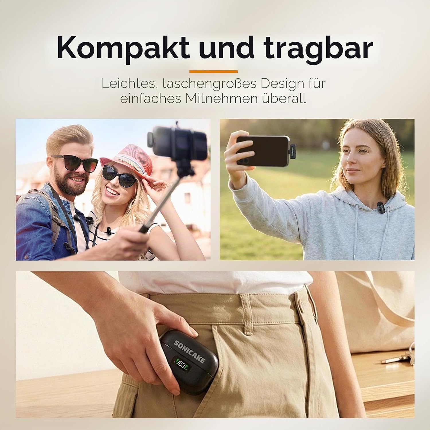Thumbnail 6 de SONICAKE Mini Wireless Mikrofon-Set 2,4 GHz mit zwei Sendern – kompatibel mit iPhone/Android/PC