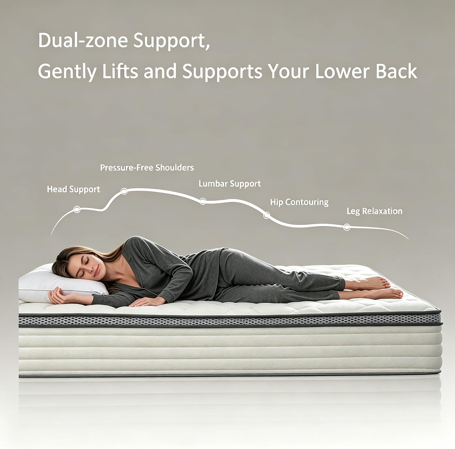 Detalle 1 de Coventa 12-Inch Queen Hybrid Mattress in a Box, Medium-Firm Comfort