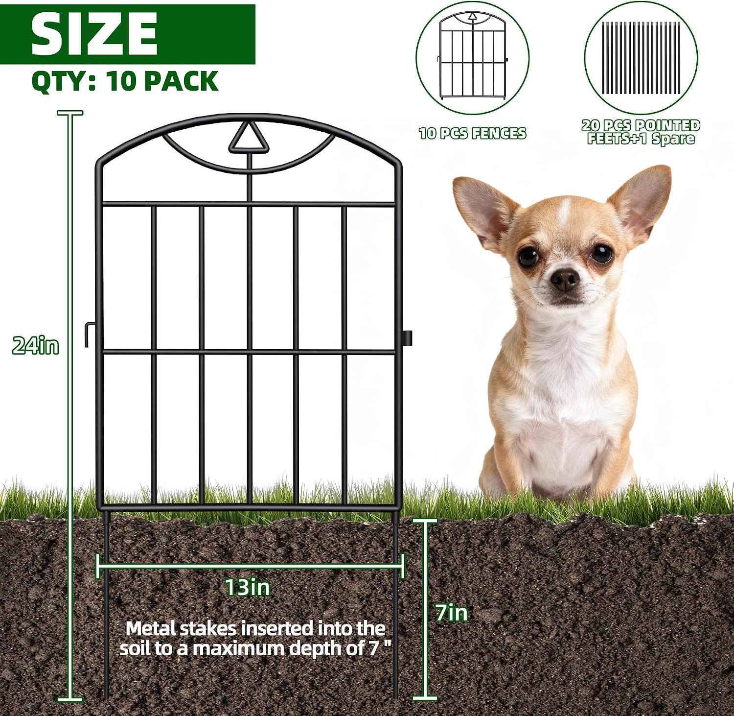 Thumbnail 2 de BOWDIMS,24 Panels Outdoor Decorative Garden Fence
