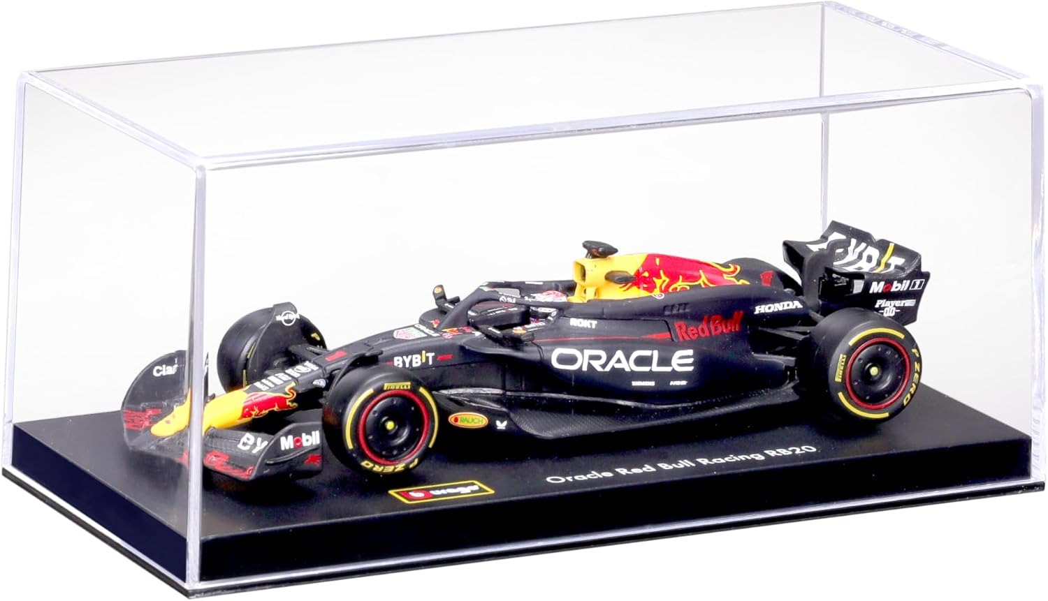 Detalle de BBURAGO F1 Red Bull Racing RB20 n°1 Verstappen – Échelle 1:43, livrée officielle, casque et présentoir