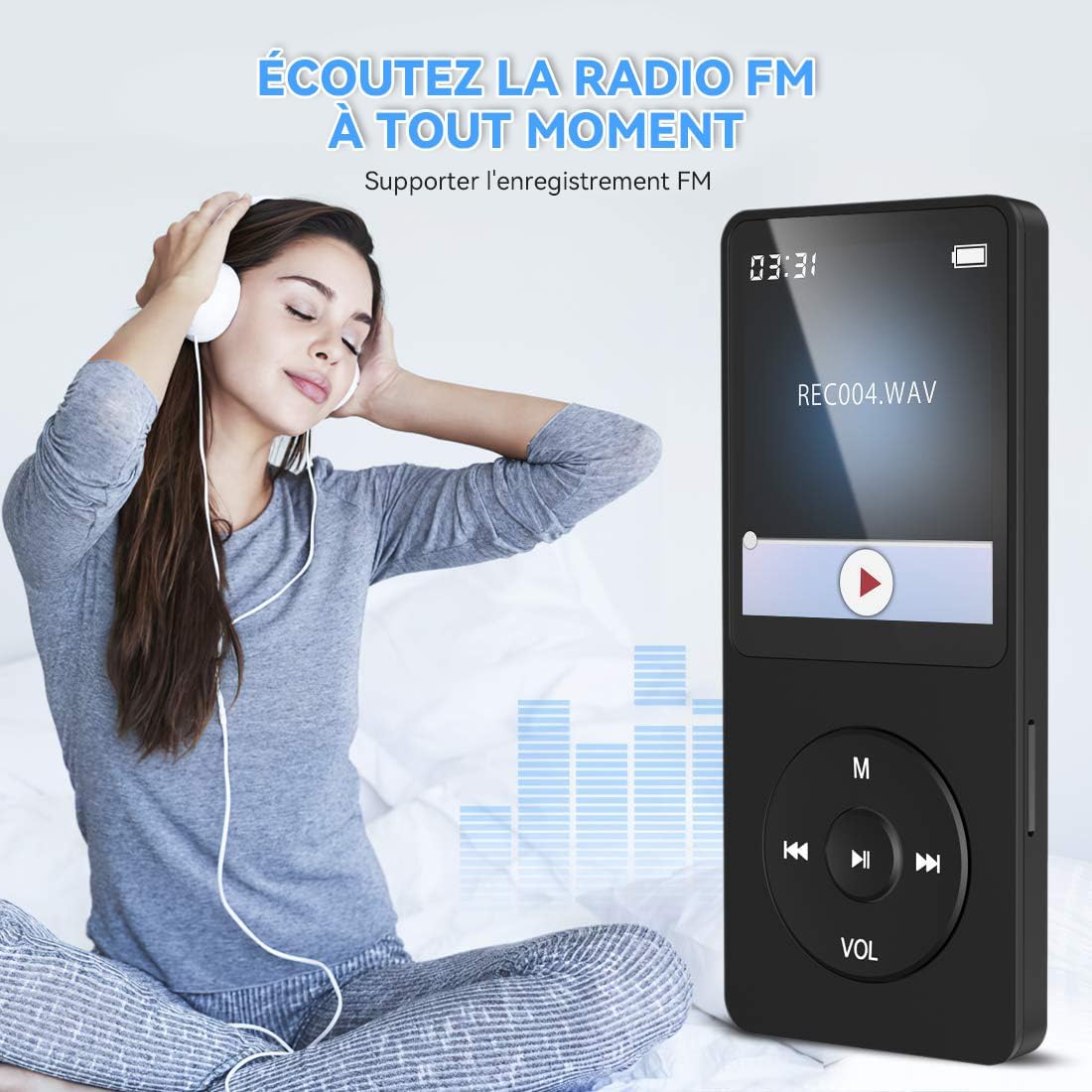 Thumbnail 3 de AGPTEK lecteur MP3 classique 32 Go avec écran 1,8”, radio FM et haut-parleur intégré (extension microSD jusqu’à 128 Go) – Noir