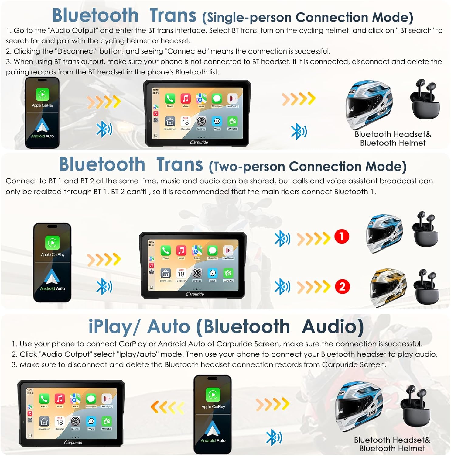 Thumbnail 4 de Carpuride W702T Pro 7" Motorcycle CarPlay Screen