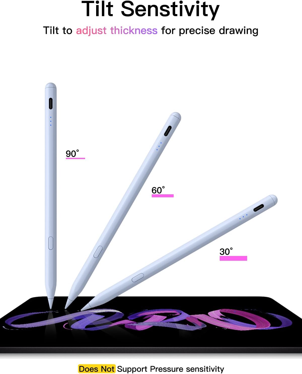 Thumbnail 6 de Pencil for iPad (2018-2026): USB-C Fast Charging Stylus with Tilt Sensitivity