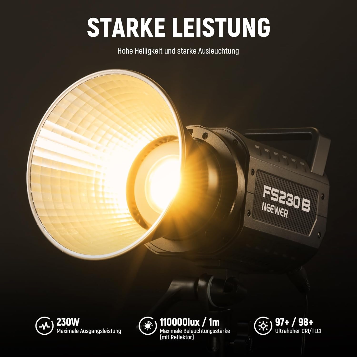 Thumbnail 1 de NEEWER FS230B LED Videoleuchte (230 W) mit 2,4G/APP, Bi-Color 2700–6500 K und Bowens-Halterung