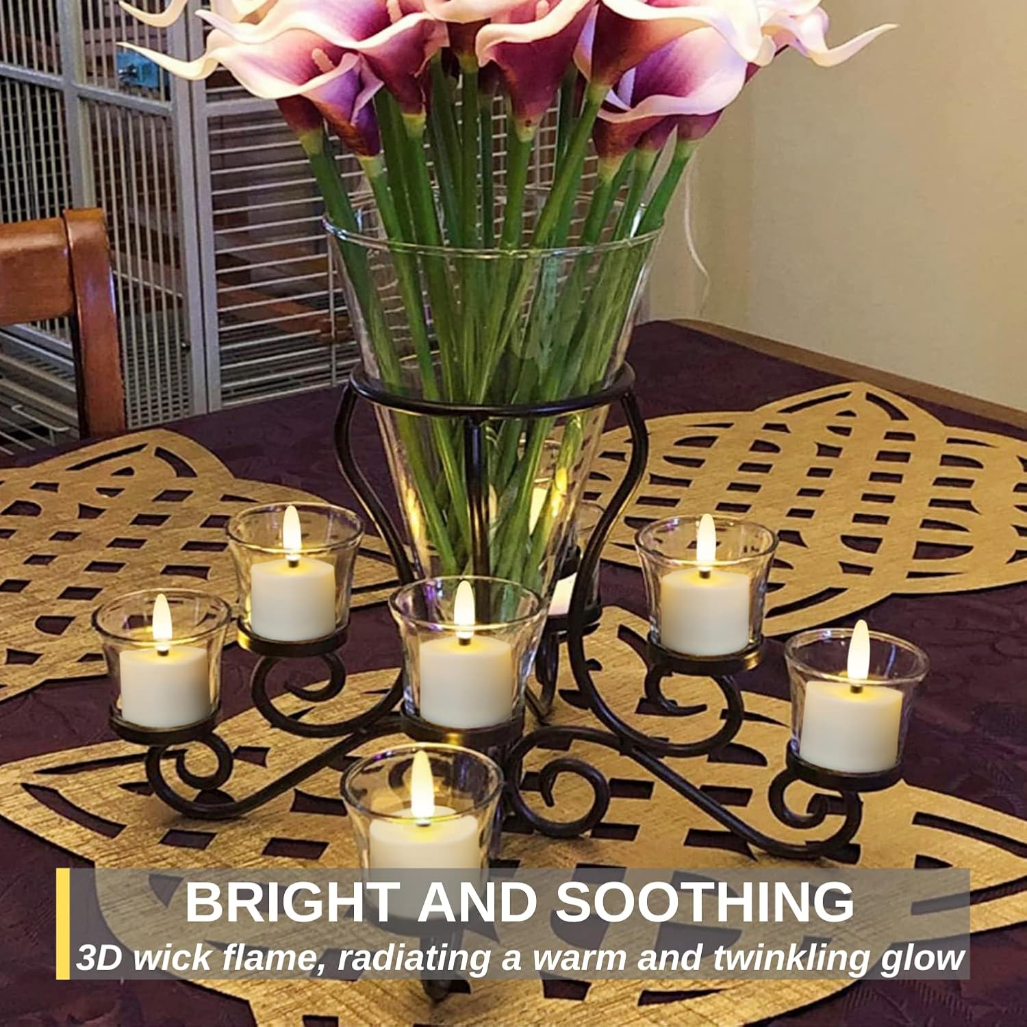 Detalle de Homemory Rechargeable Tea Lights, 12-Pack with Remote, Timer and Warm White LEDs