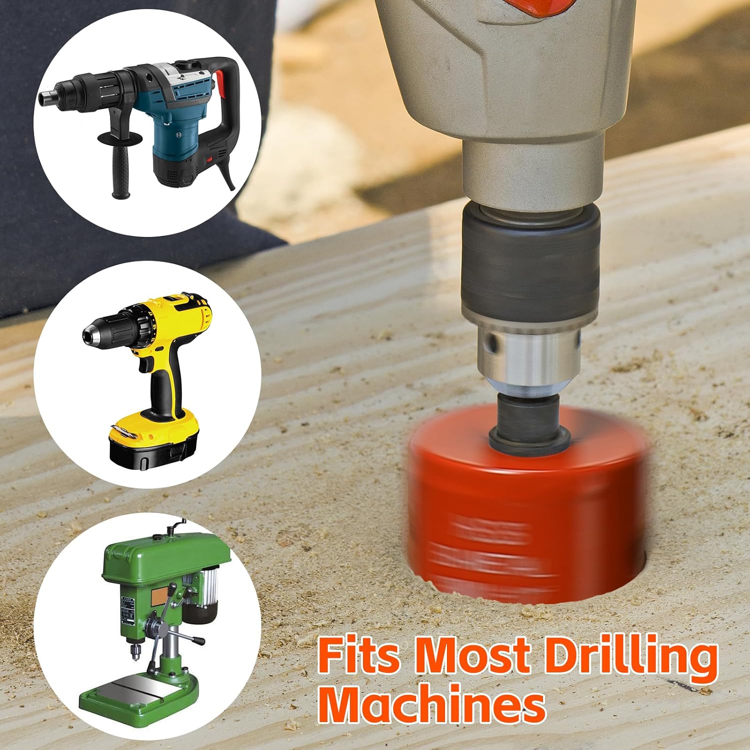 Detalle de Lochsäge 80mm Orange – M42 HSS Bi-Metall Lochsäge mit 35 mm Schnitttiefe für Holz, Gipskarton, Kunststoff und dünnes Metall