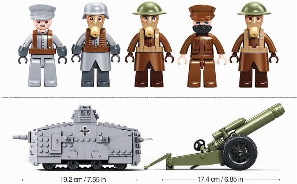 Detalle 2 de Sluban M38-B1295 – historyczny zestaw klocków z czołgiem i osłoną artylerii