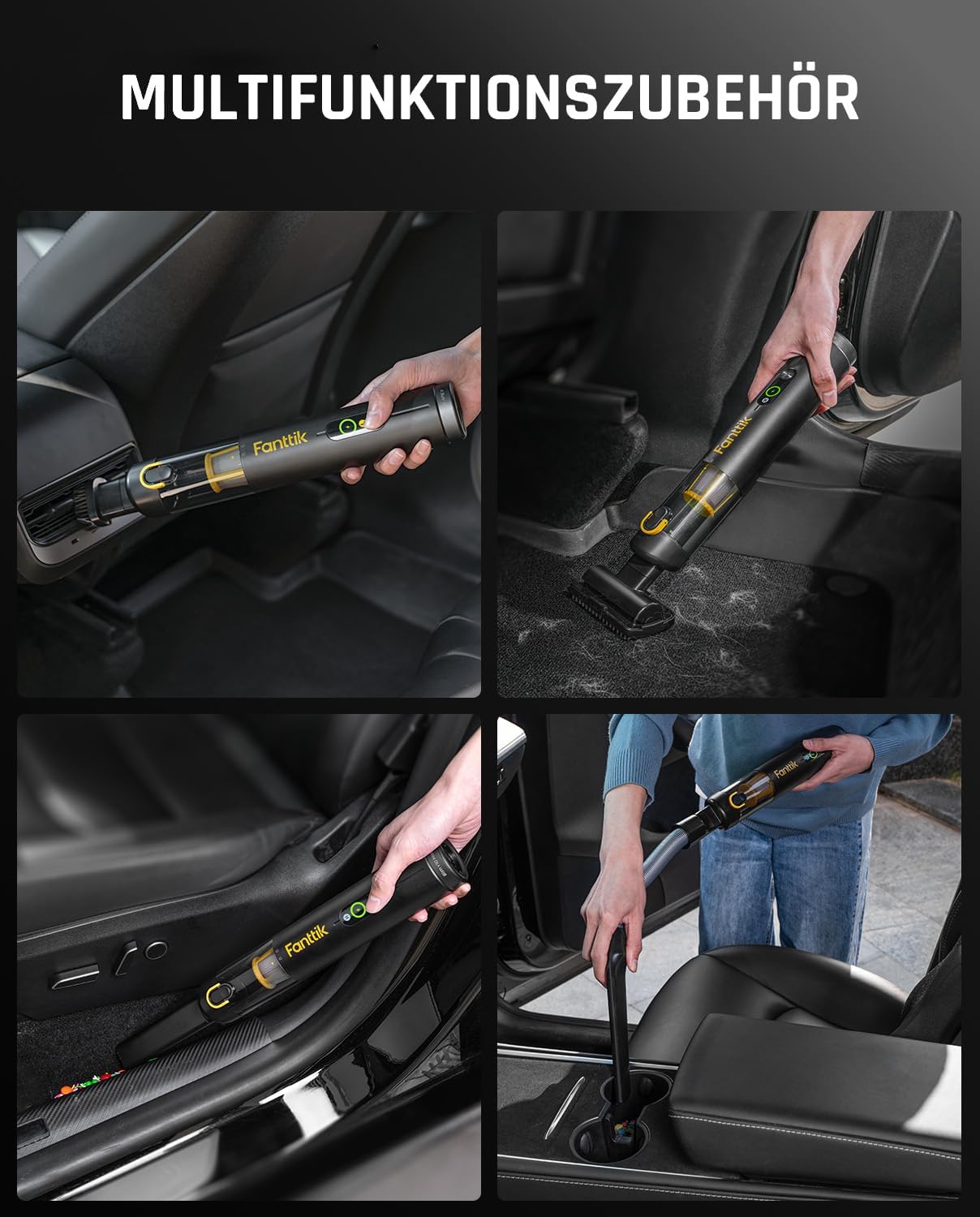 Detalle de Fanttik Slim V10 APEX: 4-in-1 Mini-Handstaubsauger für Auto, Büro und Tastaturen