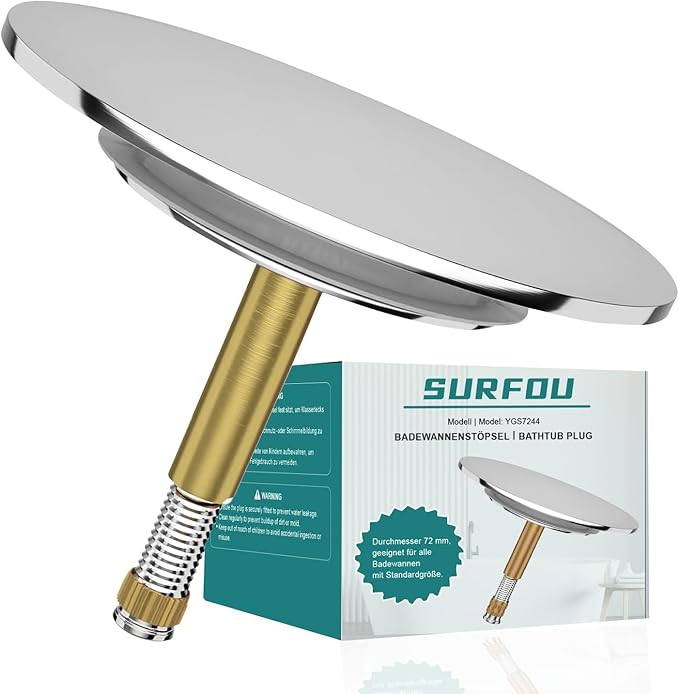 SURFOU Tapón de Bañera Ø72mm con Junta de 44mm