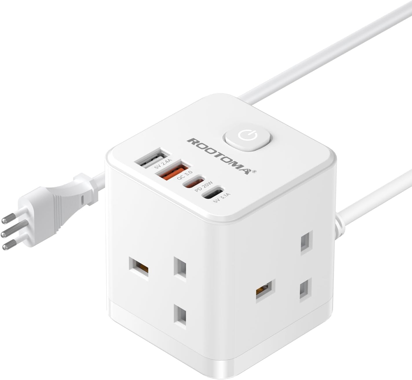 Detalle de Italy Plug Adapter 1.5m Extension with 4 USB Ports 🔌