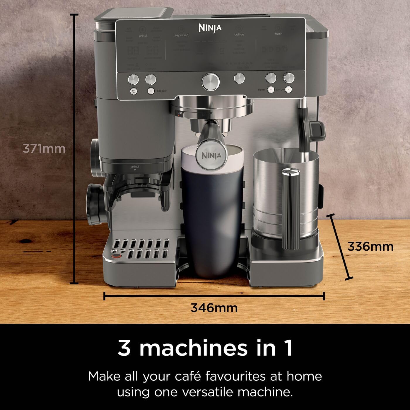 Thumbnail 1 de Ninja Luxe Premier 3-in-1 Coffee Machine (Gun Metal ES601UKGM) with built-in grinder and milk frother