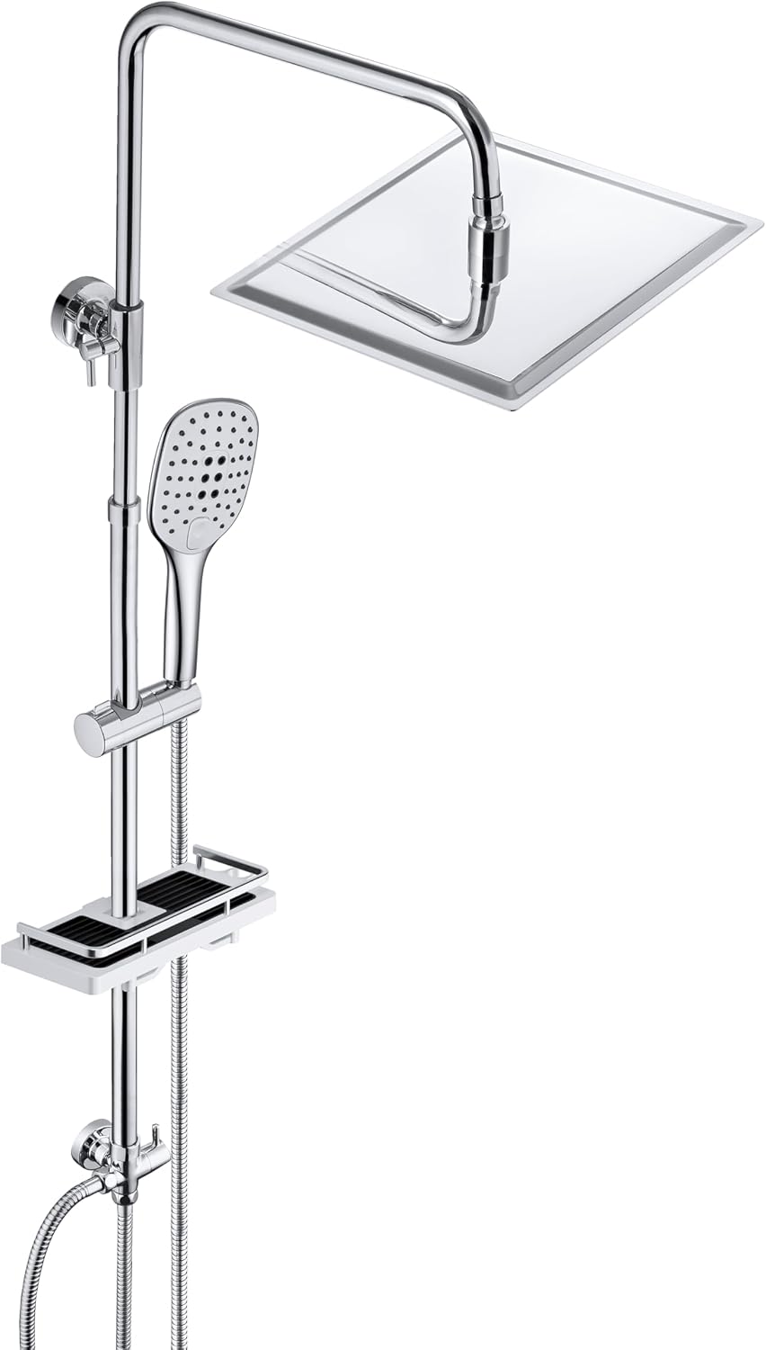 Detalle de JOHO Colonna Doccia idromassaggio senza Miscelatore con Porta Oggetti in Acciaio INOX 304 e Mensola Regolabile