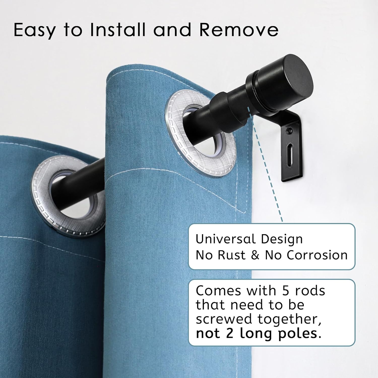 Detalle 2 de Byondeth Adjustable Curtain Rod 16–88 in, 1 in diameter 🪟