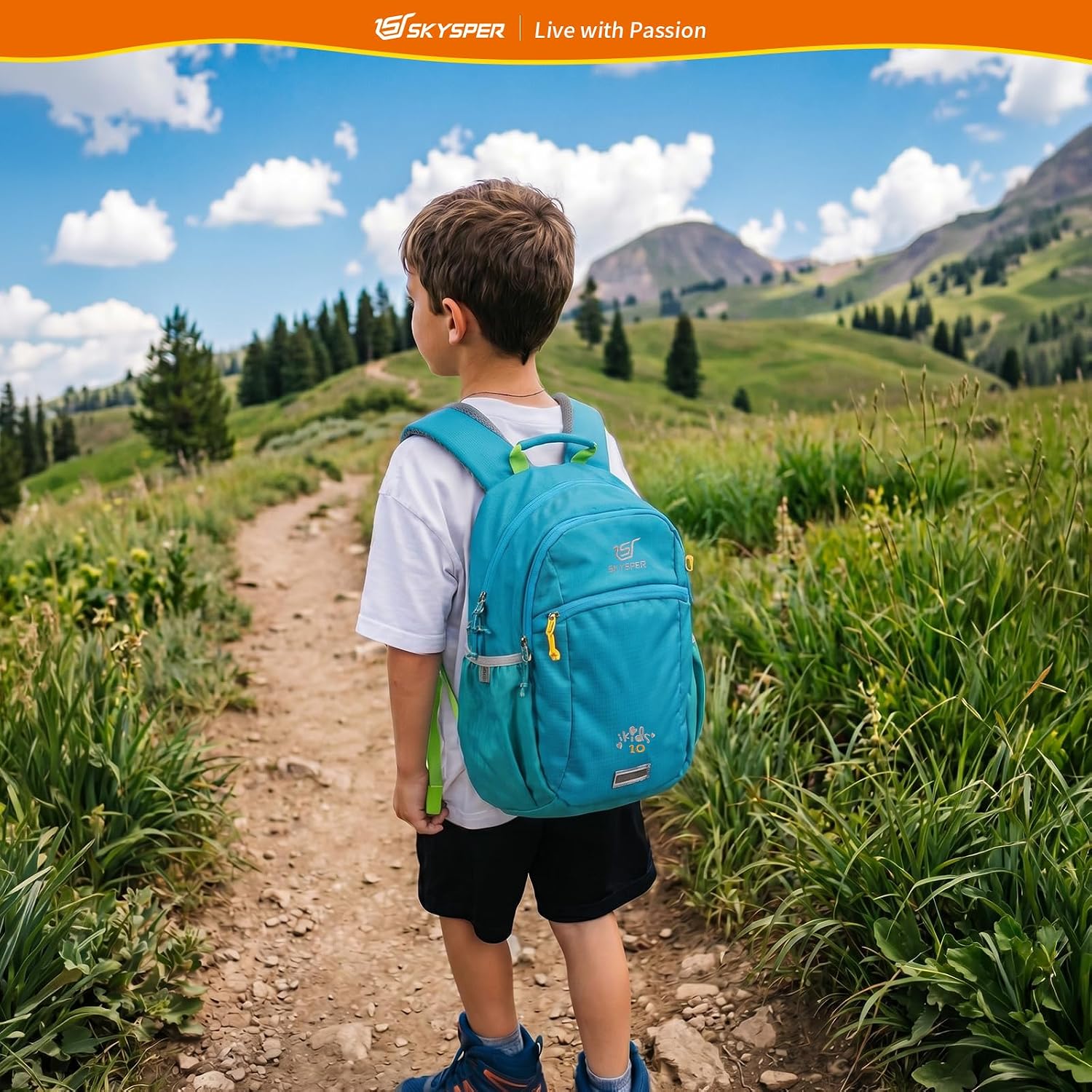 Detalle 2 de SKYSPER Kinderrucksack 10L mit Brustgurt – Wanderrucksack für Jungen & Mädchen