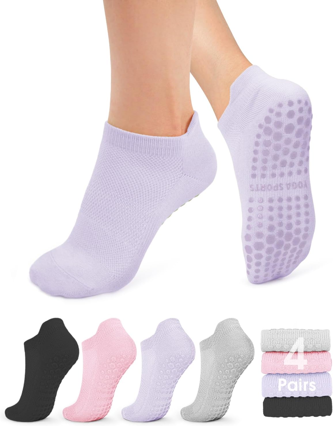Thumbnail 6 de YeuG Pilates Socks Non-Slip Grip, 6 Pairs