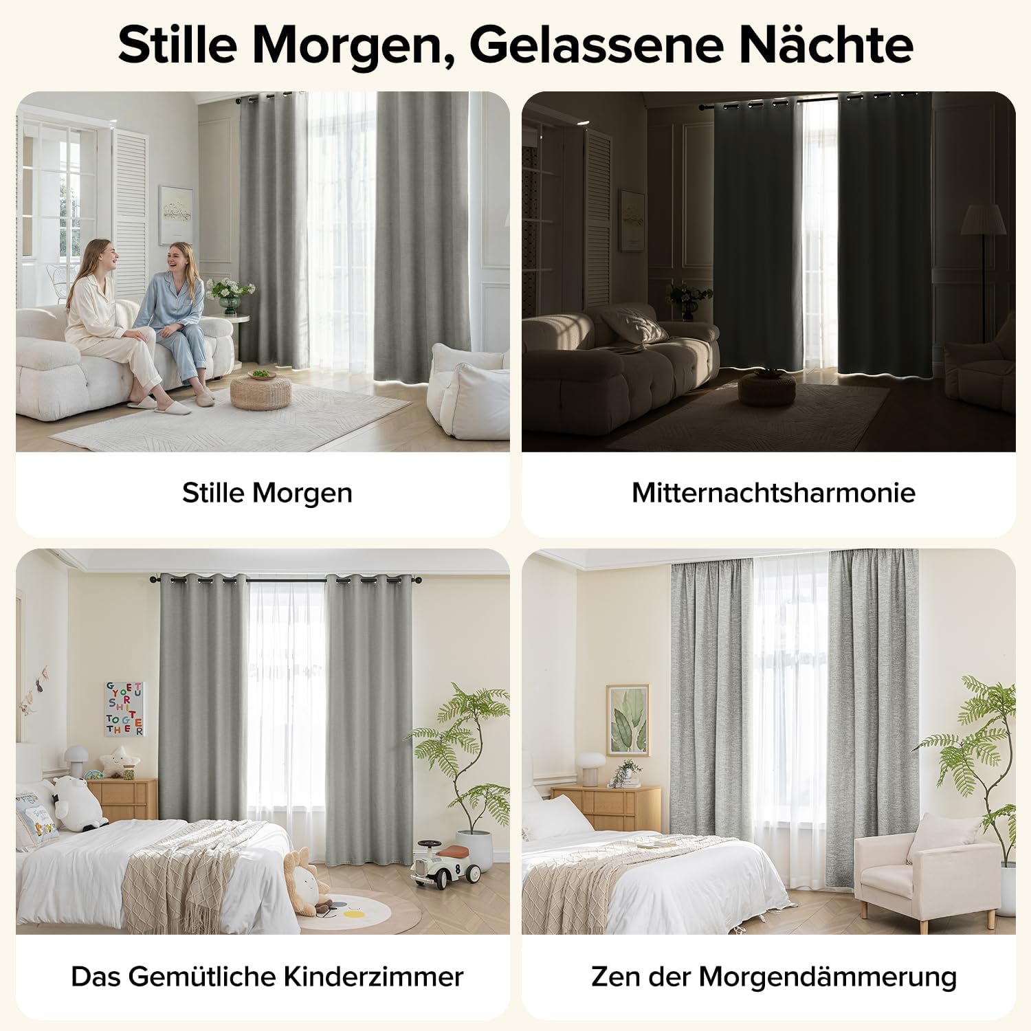 Thumbnail 6 de Runyéla Verdunkelungsvorhänge in Leinenoptik – 2er Set, 175 cm hoch, 140 cm breit, hellgrau