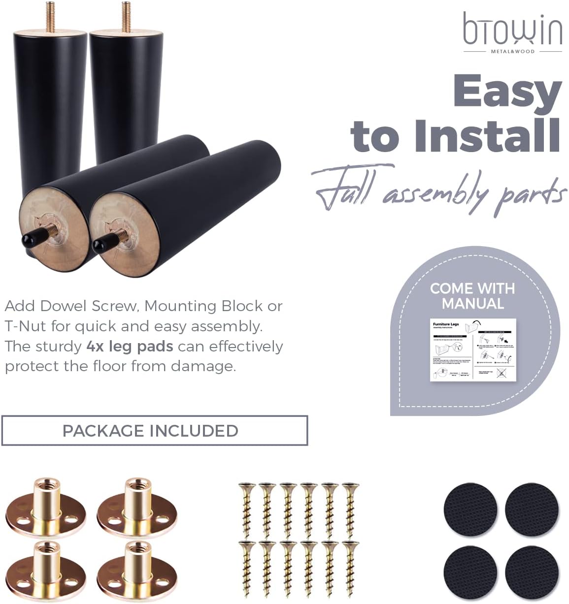 Thumbnail 3 de Btowin Furniture Legs 8-inch