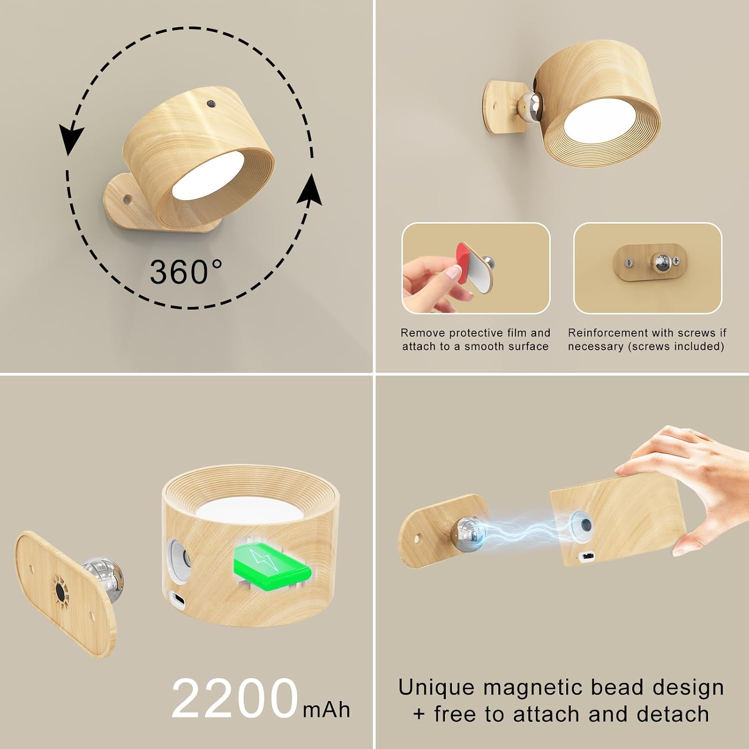 Thumbnail 5 de Feallive LED Wall Light with USB, dimmable 2