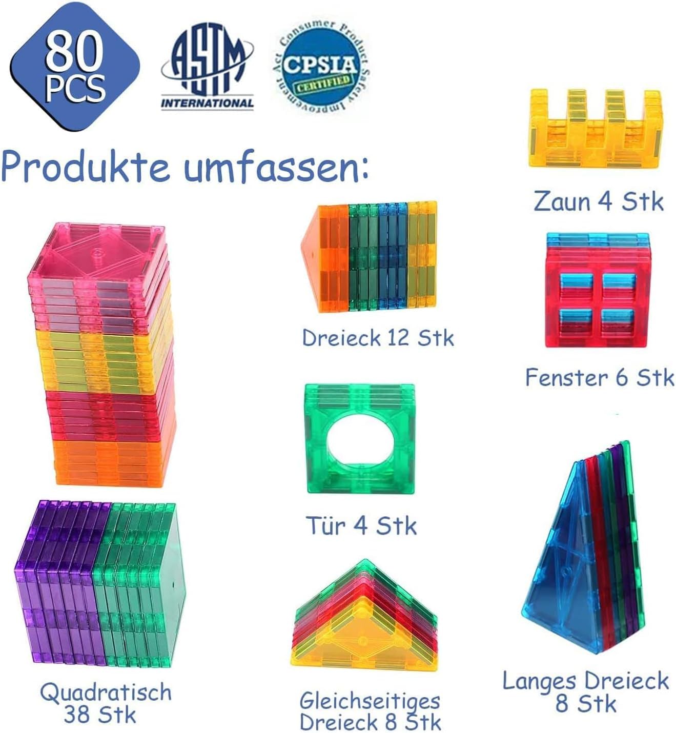 Thumbnail 5 de Costruzioni Magnetici per Bambini 80 Pezzi Set 3D