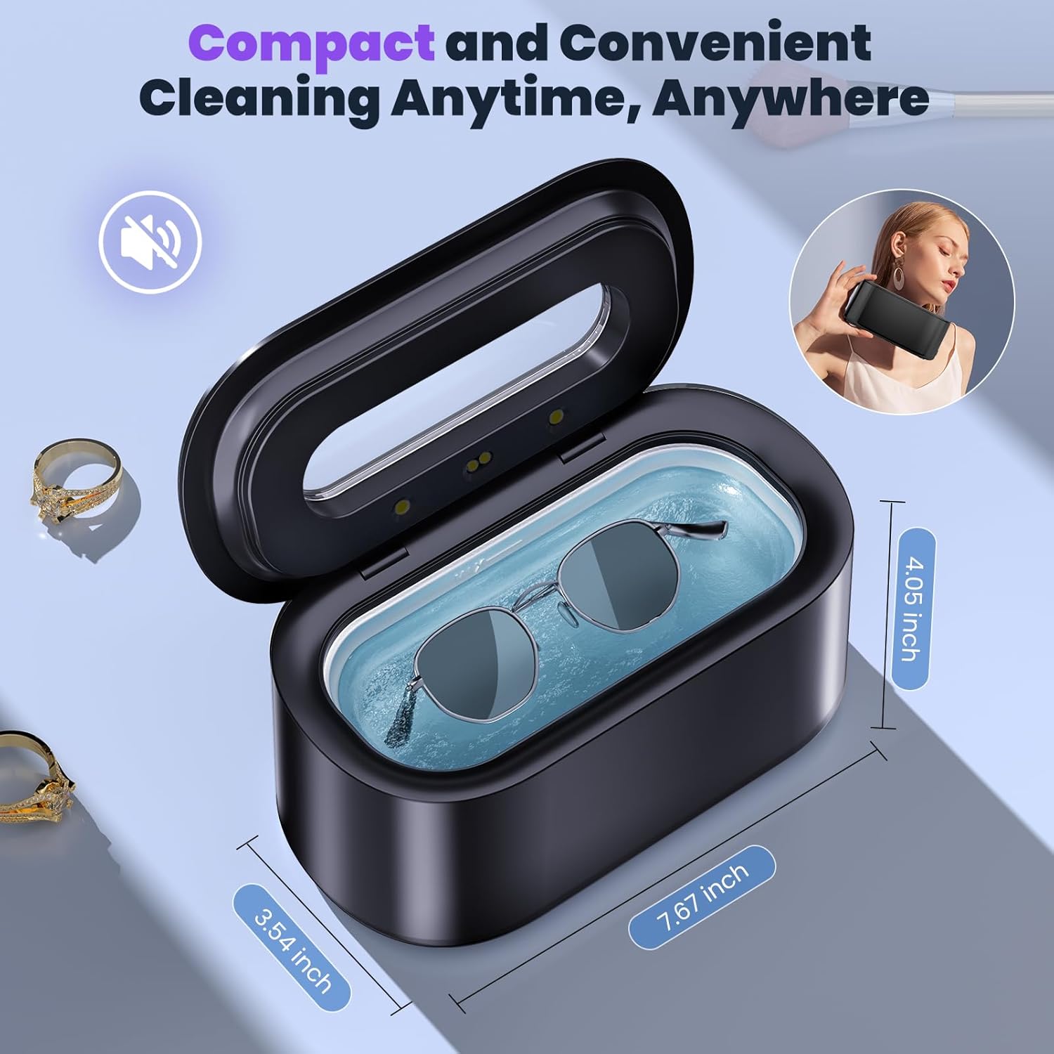 Detalle de Ultrasonic Jewelry Cleaner (48KHz) 30W Professional Ultrasonic Cleaner with Dual Cleaning Modes and Digital Timer
