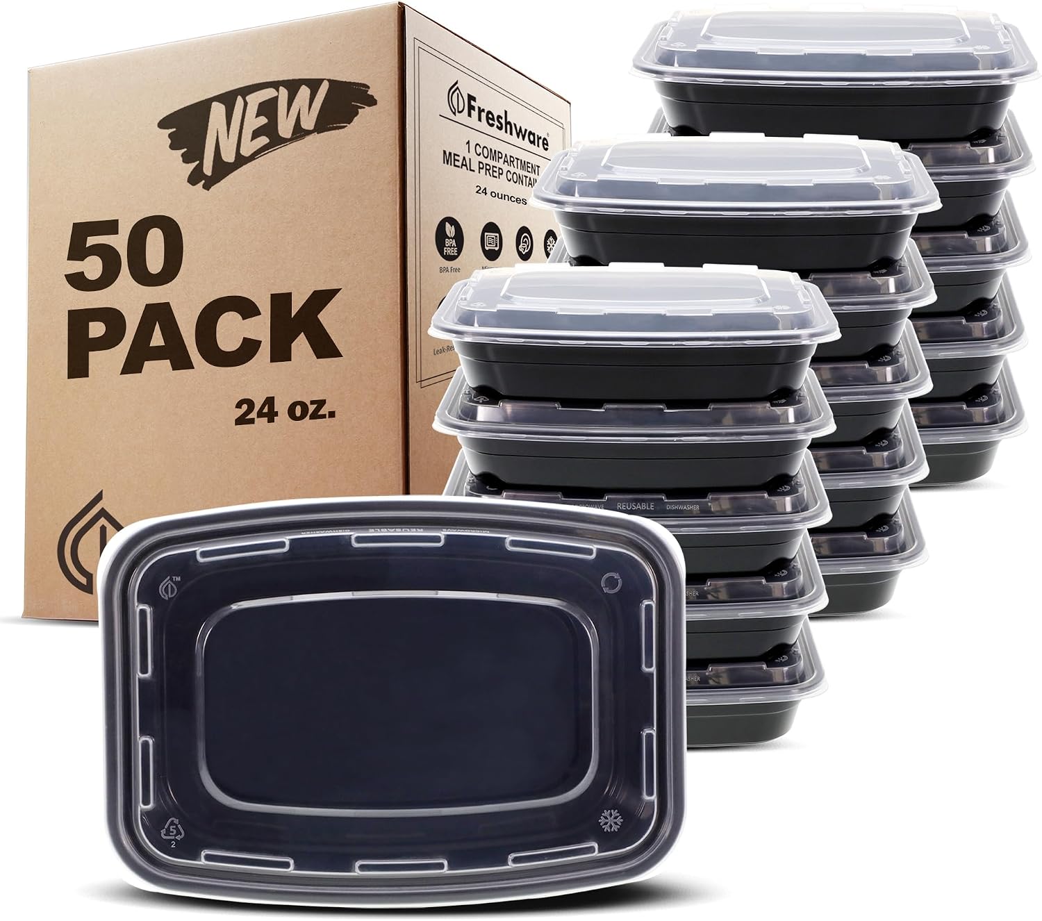 Detalle de Freshware Meal Prep Containers 50 Pack 🍱