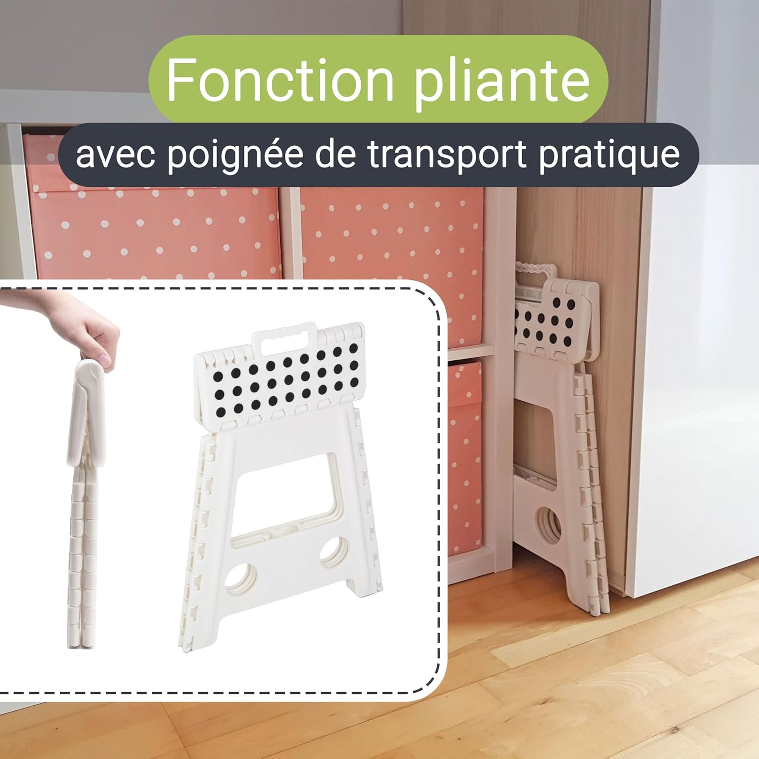 Thumbnail 2 de ZOLLNER Tabouret Pliable – Tabouret-Pliant 39 cm, jusqu’à 120 kg, antidérapant, poignée de transport