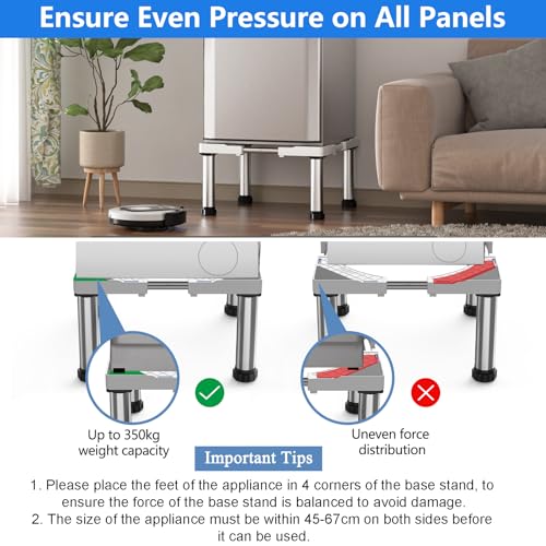Thumbnail 8 de DEWEL Base ajustable para frigoríficos y electrodomésticos estáticos (28–31 cm de altura, 45–67 cm de largo) – Blanco