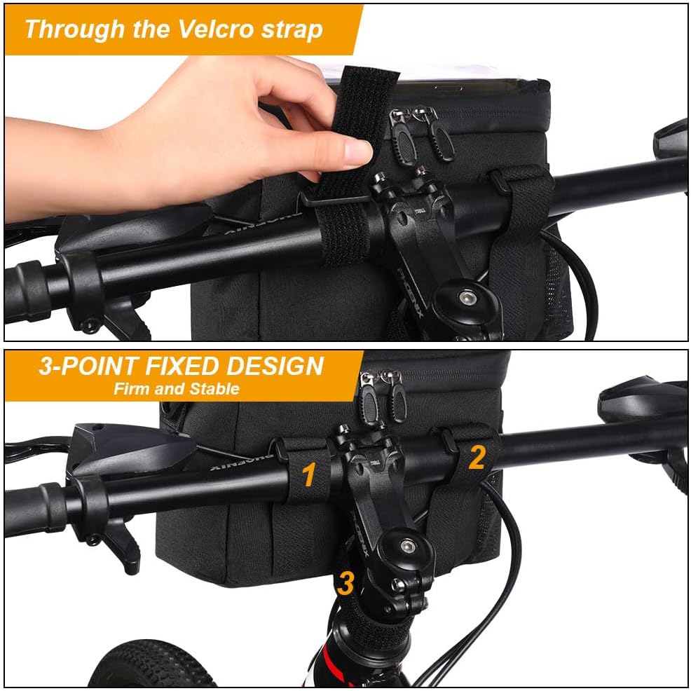 Detalle 2 de Flintronic sacoche de guidon vélo étanche grande capacité avec support téléphone (avant, route et VAE)