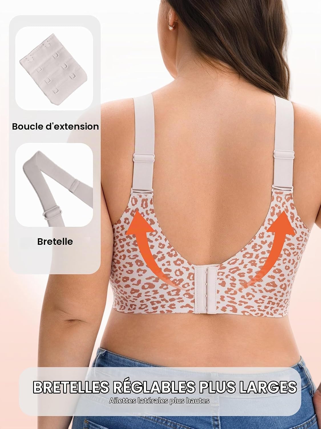 Detalle de HOWIN push-upbeha zonder beugel met volledige bedekking en brede bandjes