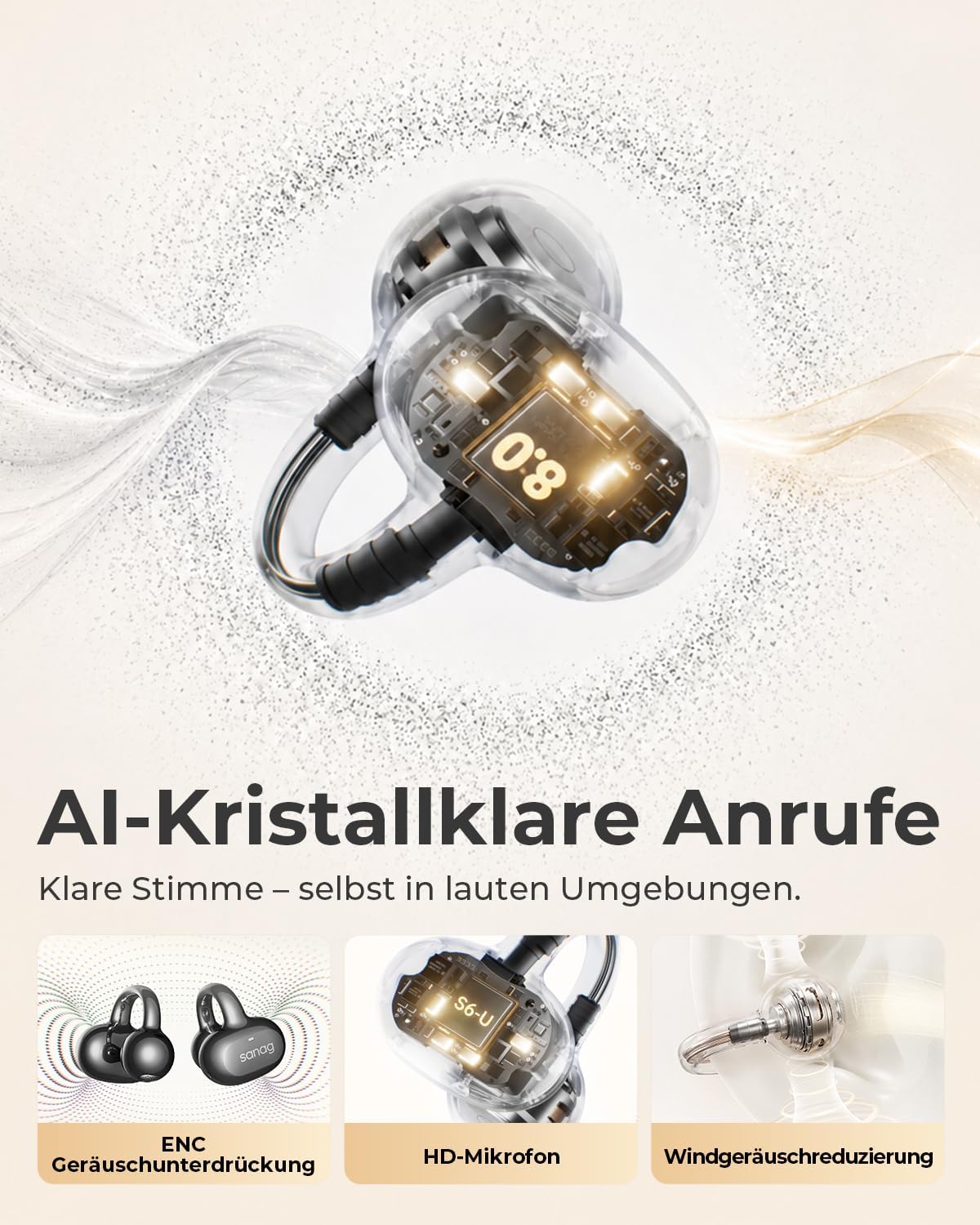 Thumbnail 5 de SANAG S6SUltra Open Ear Clip-On Kopfhörer mit Bluetooth 6.0, IP67 & bis zu 42 Std. Laufzeit