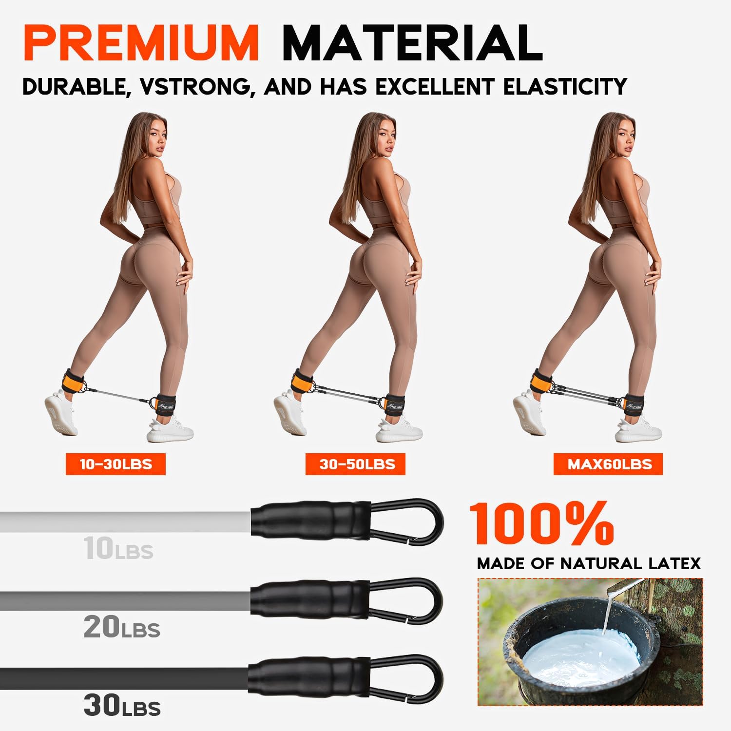 Detalle 2 de HPYGN ankle resistance band set Ankle Bands with Cuffs, 3 Resistance Levels