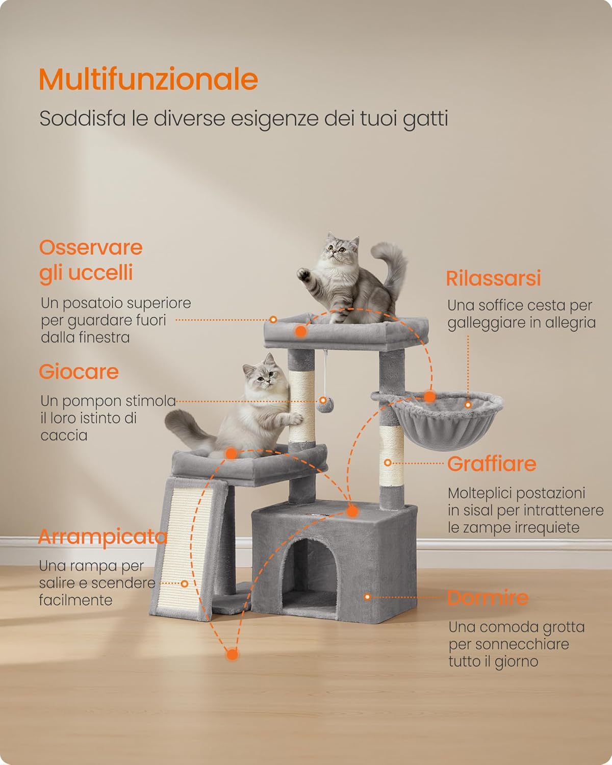 Detalle de Feandrea PCT013GD01 Tiragraffi 85,8 cm per gatti