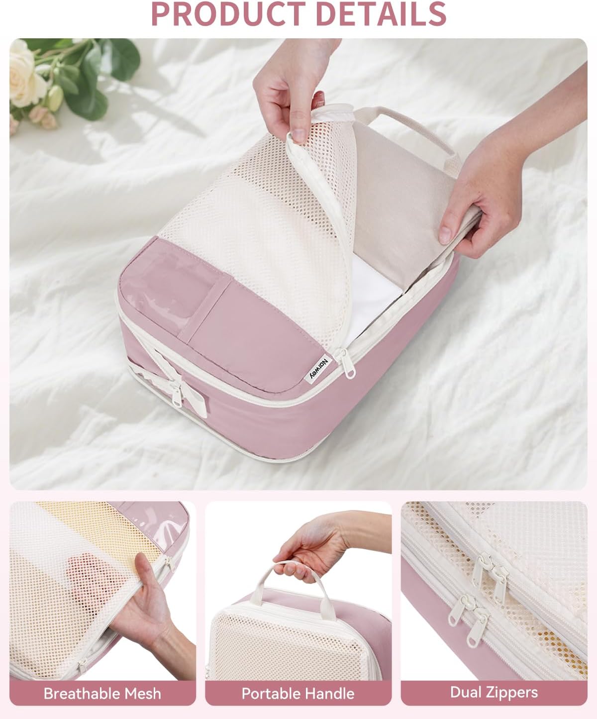 Thumbnail 4 de Narwey 6-teilige Packing-Cubes-Set mit Kompression für Kabinenkoffer & Reise-Organizer