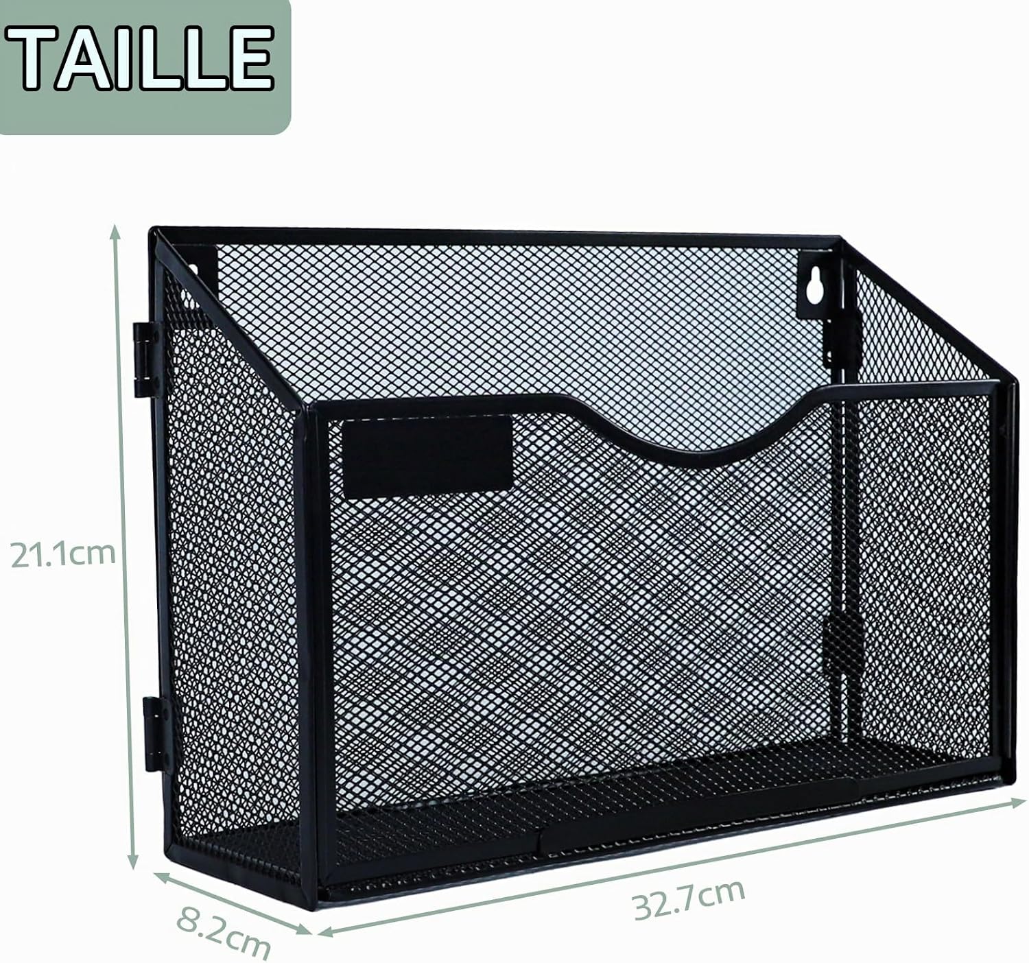 Detalle 2 de IOUGDSEC A4 metalen wandhouder voor documenten, zwart met poedercoating