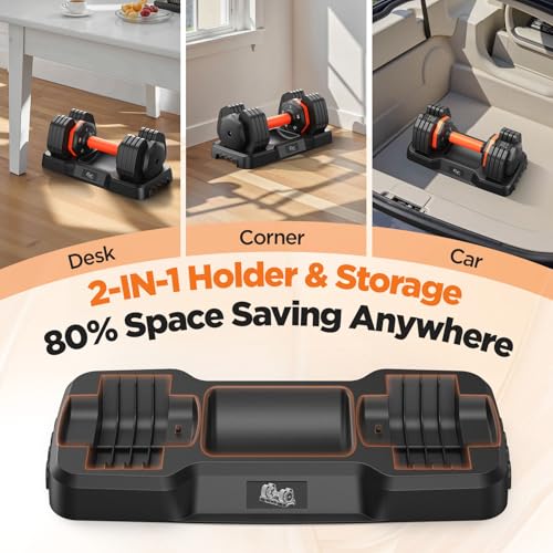 Thumbnail 6 de LifeOG 2026 Updated Adjustable Dumbbell Set (2x 25 lbs) with 5-Weight Options