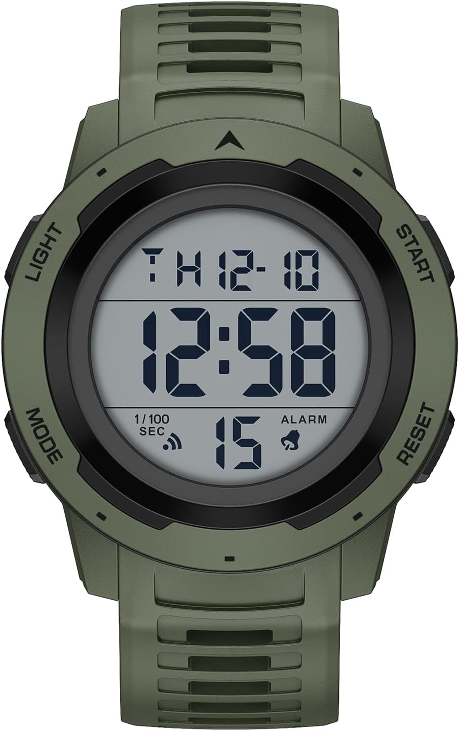 Detalle de GOLDEN HOUR Herren Digitaluhr mit breitem Display, wasserdicht bis 50 m – Militär-Stil, Gummi-Armband