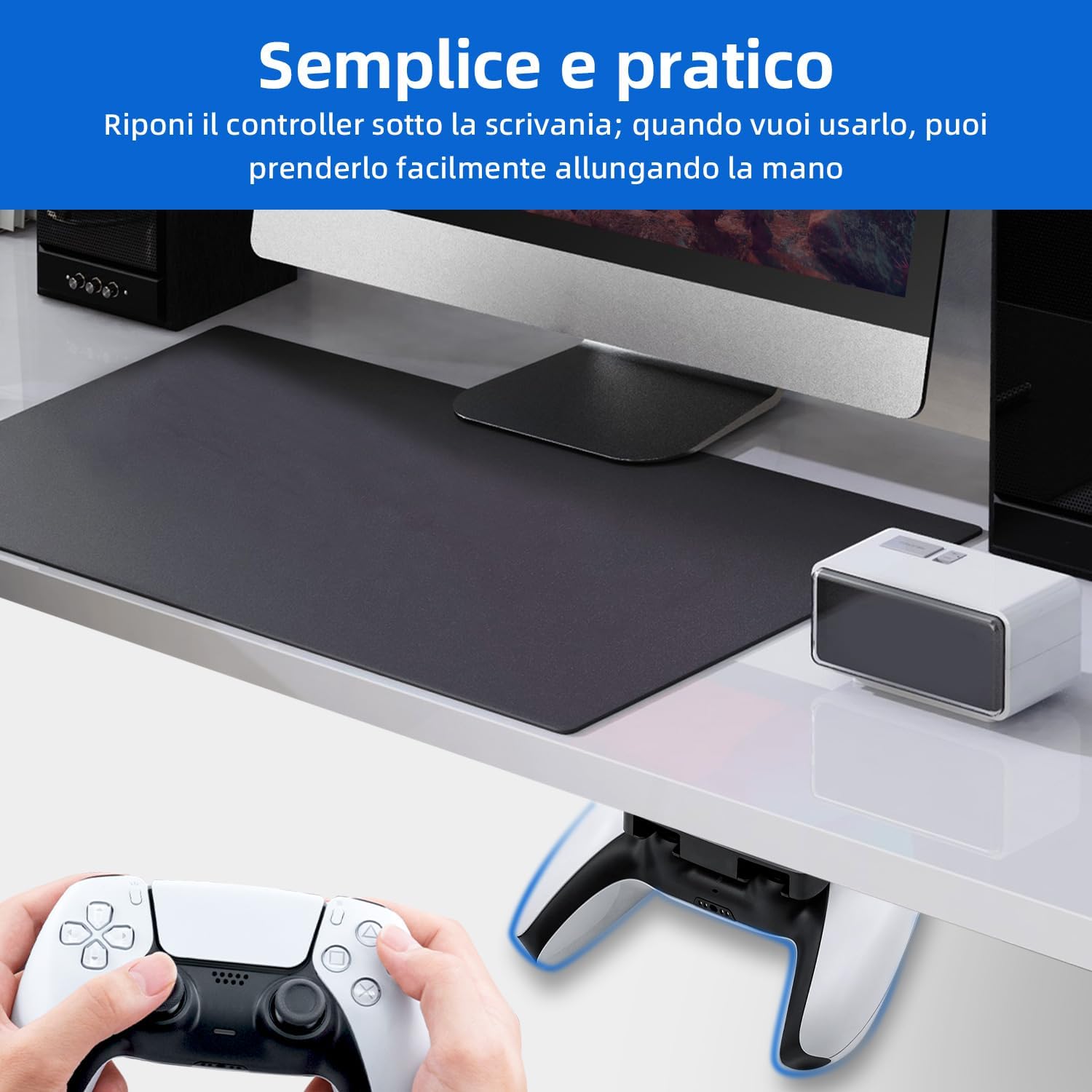Thumbnail 2 de Tolesum Supporto porta joystick per PS5 e PS4: staffa da tavolo/orizzontale con nastro adesivo