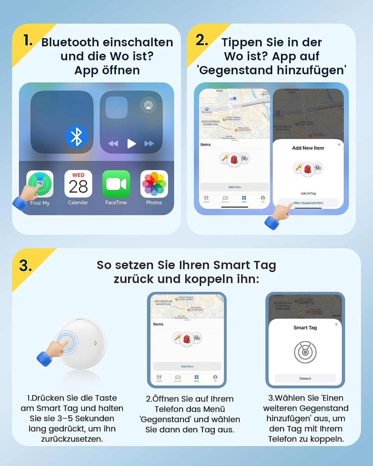 Thumbnail 6 de KUKIHO Tracker Tag 1er-Pack – IP67, 100 dB, 12 Monate austauschbare Batterie – Kompatibel mit Apple Wo ist? (nur iOS) – Weiß