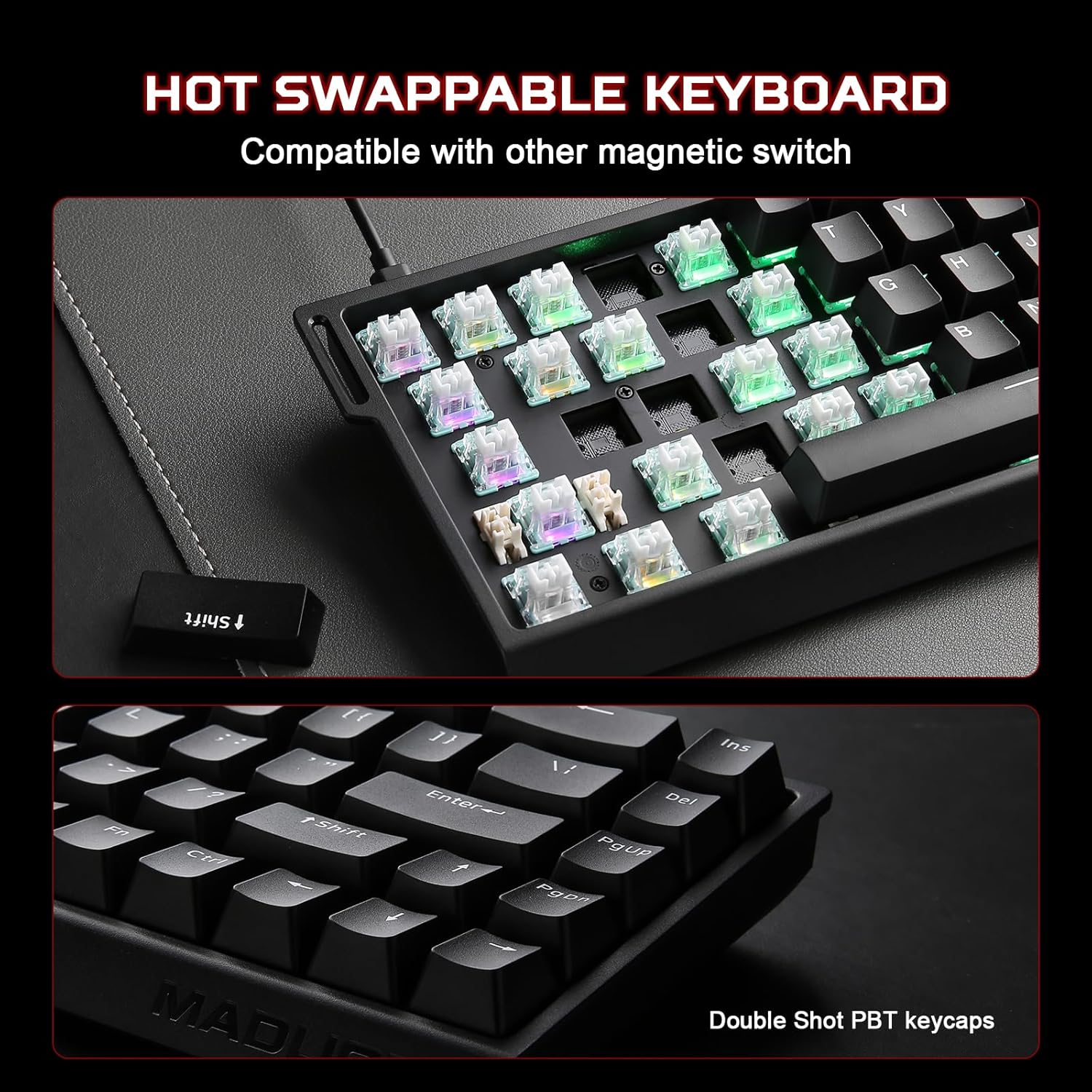 Thumbnail 6 de YUNZII MAD68 HE Mechanische Gaming-Tastatur (60%, kabelgebunden) mit Magnet-Switches & Rapid Trigger