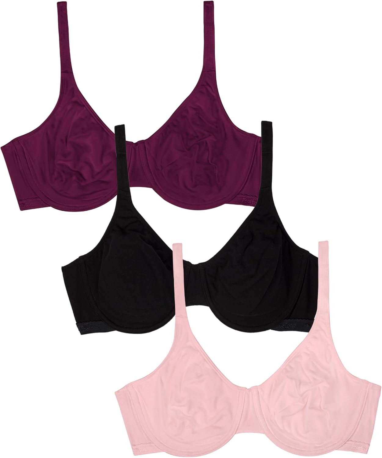 Detalle de Soutien-gorge coton stretch Extreme Comfort Femme — Fruit of the Loom, Purple Velvet/Blushing/Black