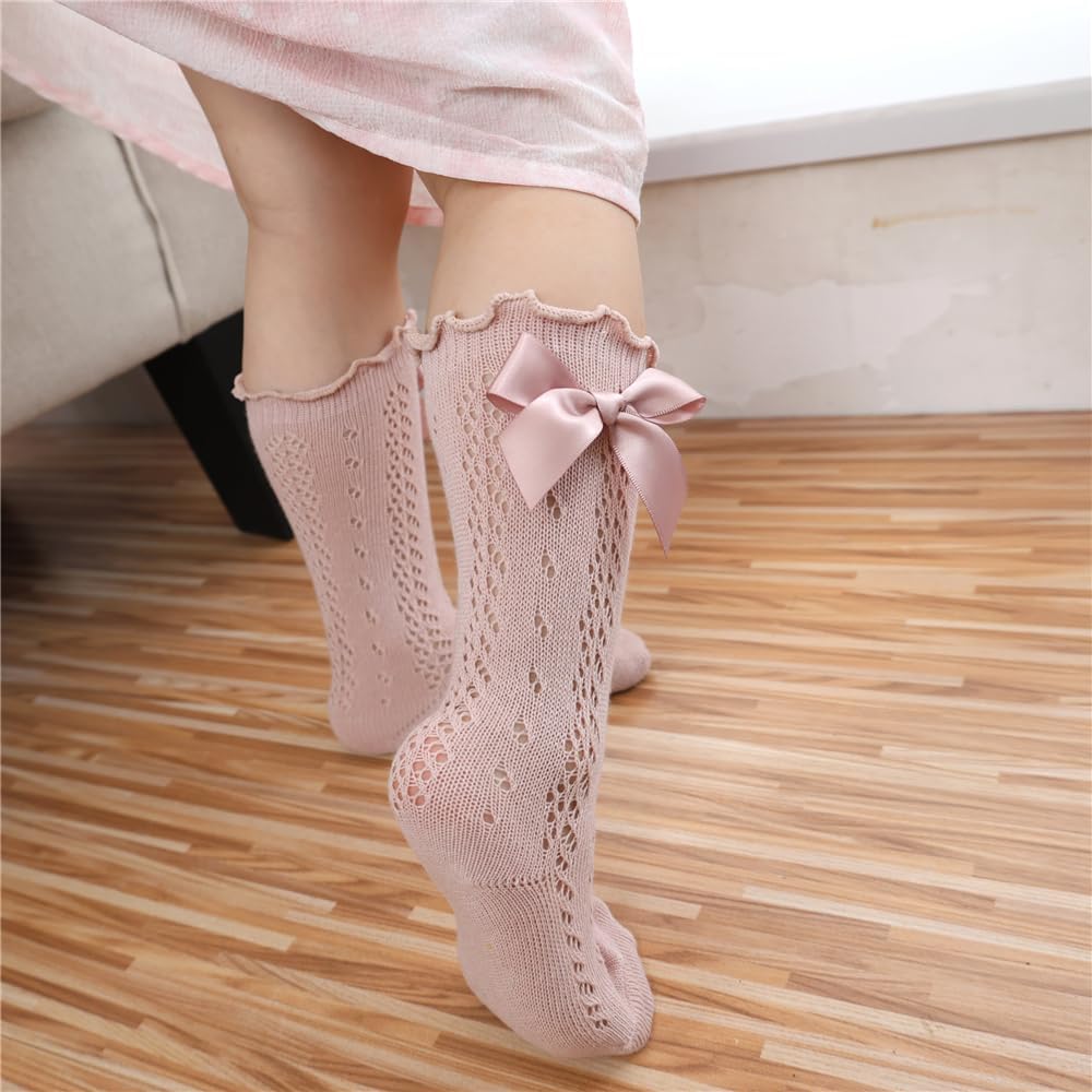 Thumbnail 4 de Sugarmelon Baby Girls Ruffle Sock with Bows – Mesh Knee-High Stockings